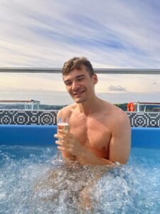 Enjoying a drink in the Pool